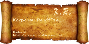 Korponay Renáta névjegykártya