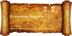 Korponay Renáta névjegykártya